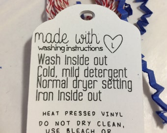 Download Wash care instruction tags set of 12 heat transfer vinyl