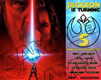 The Last Jedi Invitation, Force Awakens, bb8, Star Wars, Birthday Invitation, Star Wars Invitation, Kylo Ren invitation, girl, invite