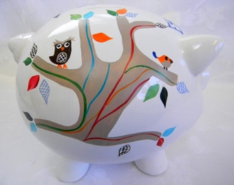 Personalized piggy bank,painted piggy banks, childrens banks, piggy banks for kids, ceramic piggy banks, large piggy banks, baby accessories