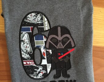 Darth Vader Star Wars Birthday Shirt embroidery and applique