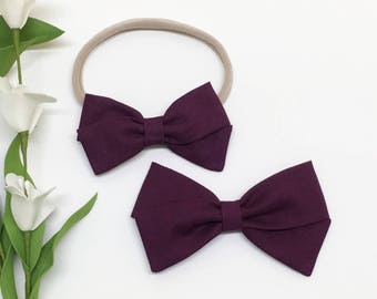Purple Baby Headband - Eggplant - Purple Headband - Clip or Headband