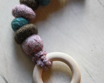 Wood and Wool Teething toy