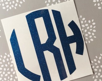 Glitter Circle Monogram Decal, Yeti Monogram, Yeti Decal, Custom Glitter Monogram, Glitter Monogram