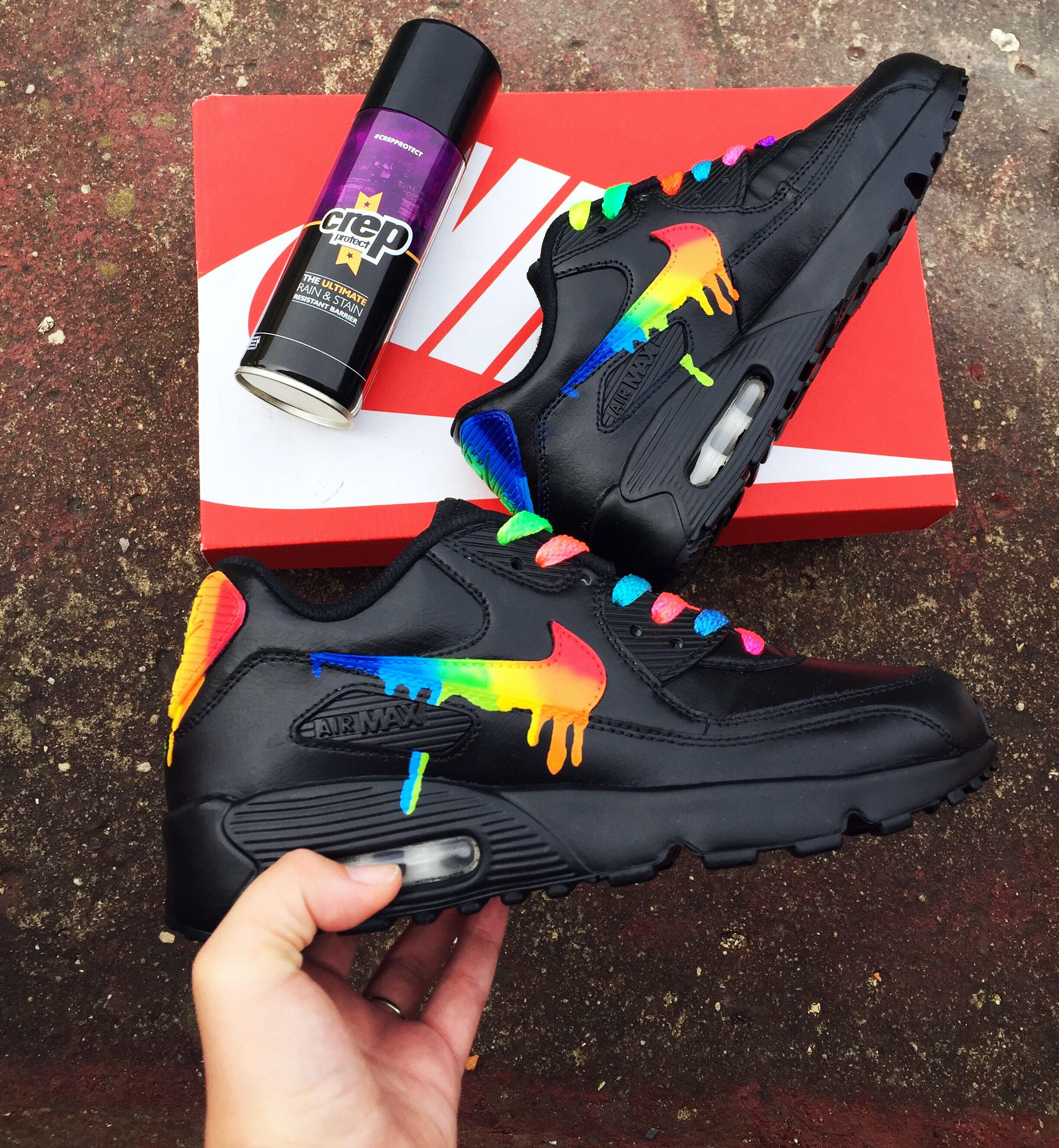 white rainbow nike air max