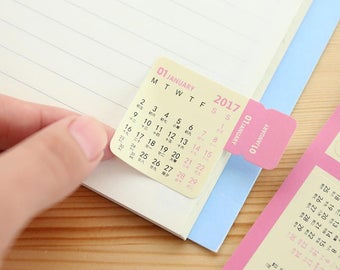 Calendar sticker, 2017 calendar Index sticker, Index stickers, planner stickers, bookmark, Index Tabs, Kawaii stickers, cute , monthly
