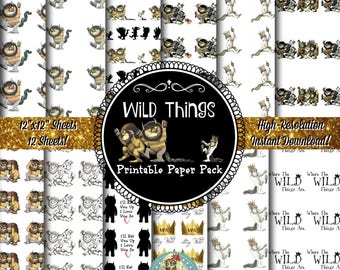 Where the Wild Things Are Digital Scrapbook Paper, Where the Wild Things Are Scrapbook Paper, Where the Wild Things Are Printable Paper