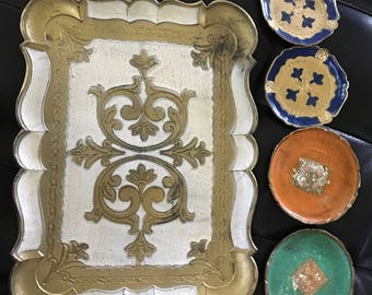 Italian wooden coaster dishes and tray