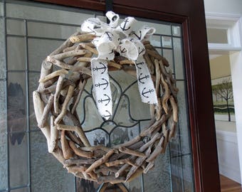 19" Driftwood Wreath-Natural Driftwood Wreath-Summer Wreath-Coastal Wreath-Front Door Wreath-Summer Wreaths for Front Door-Beach Home Decor