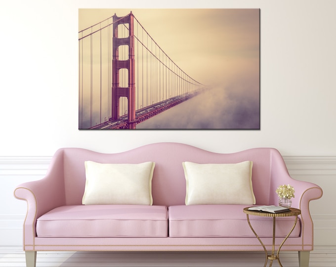 San Francisco Golden Gate Bridge Foggy Canvas Print Golden gate canvas multipanel canvas wall art san francisco wall art Foggy wall art