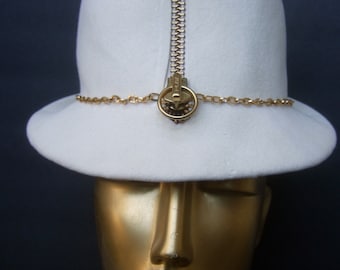 YVES SAINT LAURENT Rare Avant Garde Mod Zipper Fedora c 1960