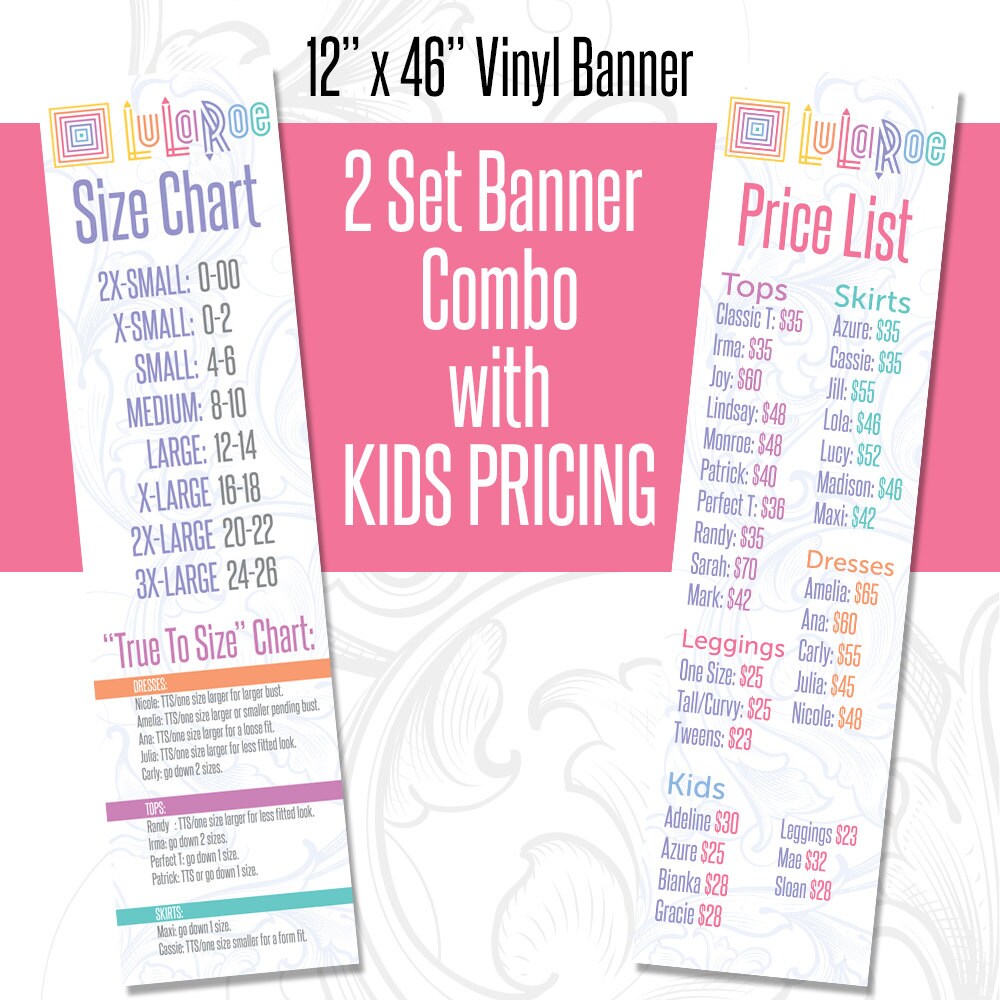 Lularoe SIZE CHART and PRICE LiST with KiDS by CreativeForKids2