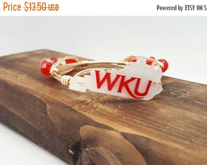 SALE 20% off Western Kentucky University Bracelet, Wire wrapped bangle, Bourbon and boweties inspired