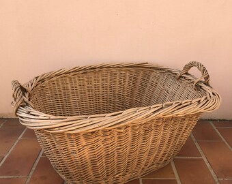 Basket Wicker Rattan 2-Handle Laundry Basket Shape Farm vintage french 1705171