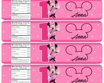 Personalized Minnie Mouse Water Bottle Labels !