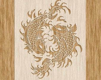 AN0100 - Japanese Koi Fish Stencil