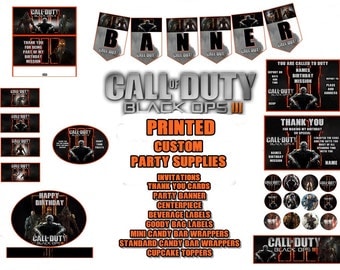 Call of Duty Black Opts 111 Custom Printed Party Invitations, Thank You and Decorations, Banner and More