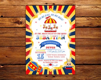 Carnival Birthday Invitation 1st Birthday Carnival Birthday