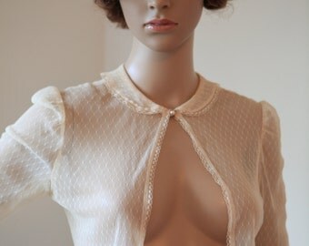 Lace Gunne Sax Blouse with Peter Pan Collar 1970s/80s