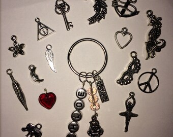 Personalised charm keyring, name keyring, personalised keyring