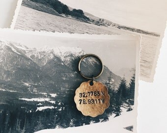 Custom Coordinates Keychain, Longitude Latitude Keychain, Coordinate Gift, Personalized Keychain, Tassel Keychain, Mens Keychain, Custom