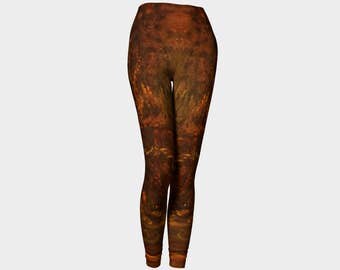 Phoenix Leggings, printed leggings, art leggings, workout leggings, abstract leggings, modern print leggings, brown leggings