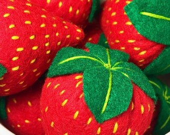 BOUNCY BERRIES • Organic Catnip or Valerian Root Strawberries • Felt Cat Toy • Vegan Cat Gift