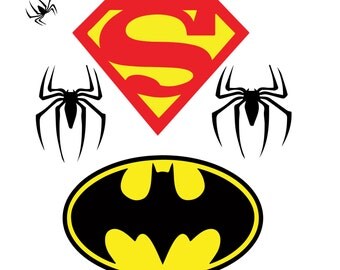 Batman SVG, Superman SVG, Spiderman SVG, Eps, Dxf, Png, Jpg