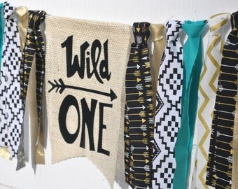 WILD ONE highchair Banner, tribal birthday banner, where the wild things are birthday, wild one birthday banner, first birthday highchair