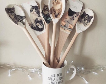 Kitten Set of Wooden Spoons& Spatulas x6