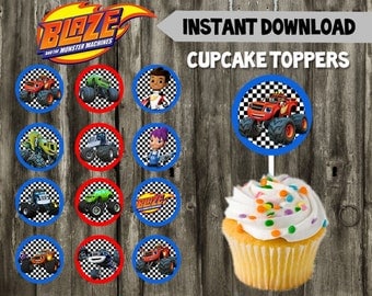 Blaze and the Monster Machines Cupcake Toppers // Blaze Birthday Party // Favors // DIY // Instant Download // Printable // Monster Truck