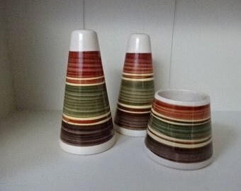 Retro Ceramic Salt,Pepper & Bowl set/ Dragon Pottery Rhayadar Wales/1960-1970