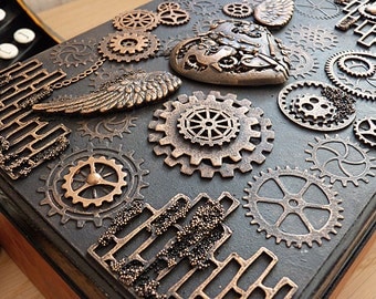 Steampunk Box / steampunk jewelry box / Steampunk / vintage style / steampunk accessories / victorian / gears / vintage / wooden box /