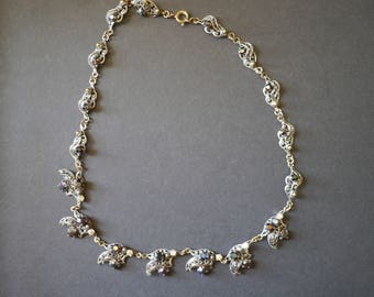 Beautiful filigree aurora borealis vintage choker necklace