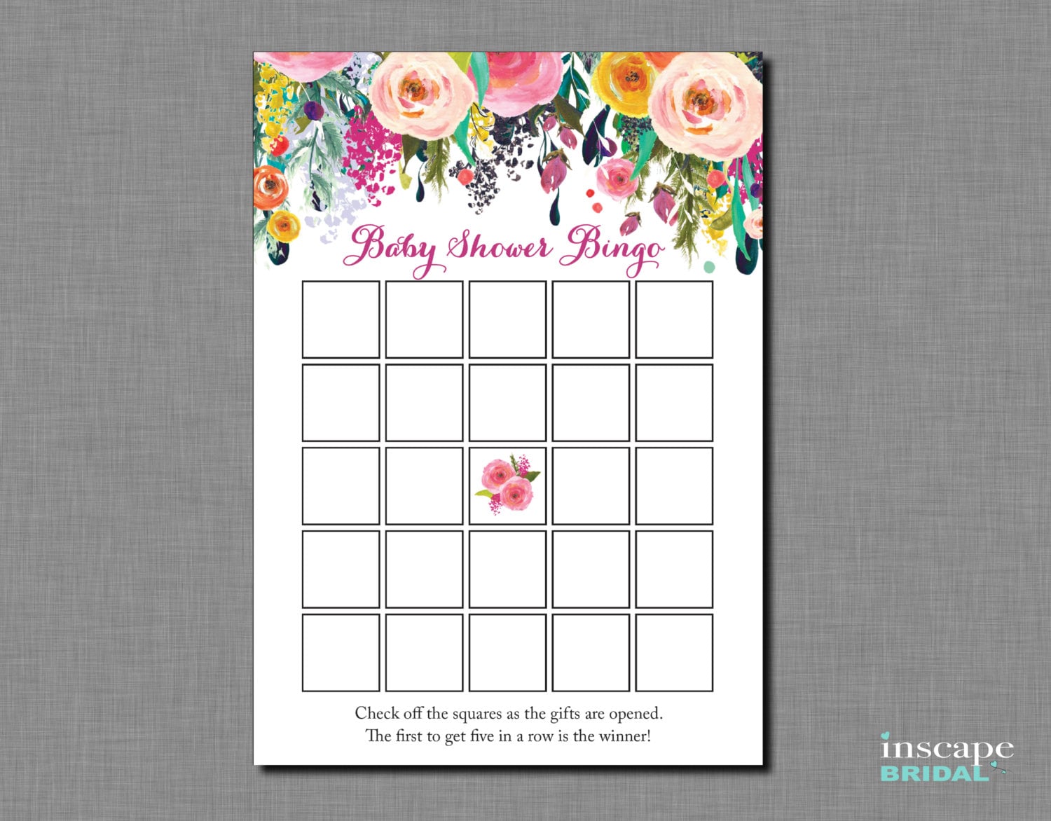 Baby Shower Bingo Blank Template