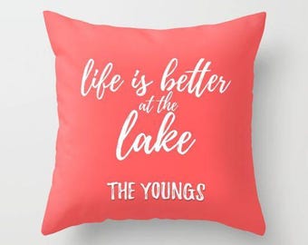 Life Is Better At The Lake Pillow Covers 20x20, Personalized Throw Pillow Covers 18x18, Decorative Pillows For Couch, 16x16 Pillow Cover