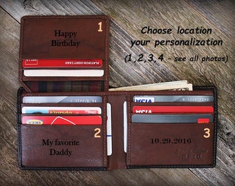 Personalized Wallet - Father's Day - Gift for Father - Custom Wallet - Father Gift from Daughter - Mens Leather Wallet - Black/Toffee - 7751