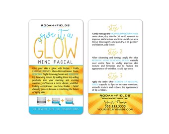 Rodan + Fields Give It A Glow Mini Facial Cards WHITE
