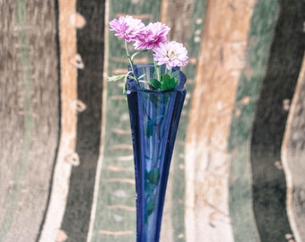 RARE vintage cobalt blue vase glass vase. large tall vase. Blue interior vase. Blown glass, tall bud vase. High vase for a single flower