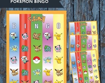 Pokemon, Pokemon birthday, Pokemon party, Pokemon game, Pikachu, Pokemon Bingo, Pokemon gift, gift, Pokemon board game, Pokemon Printable