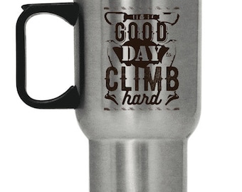 Rock climbing mountains rocks outdoor climber camping bouldering travel cup mug thermos
