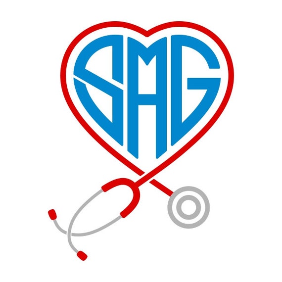 Nurse Stethoscope Doctor Monogram Frame cuttable Designs SVG