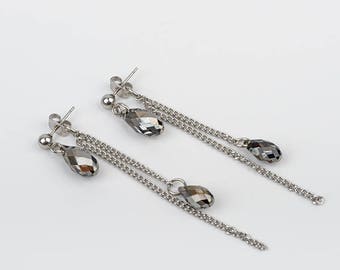 2 in 1 earrings, Swarovski Crystal, stainless steel
