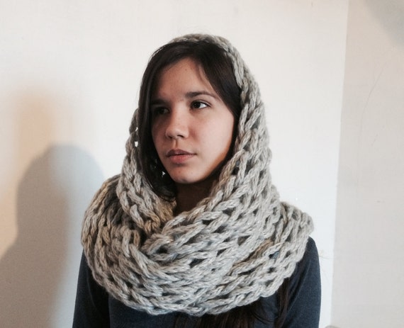 Arm Knit Scarf arm knit infinity scarf knitted scarf gray