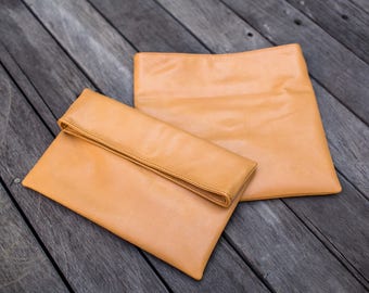 Leather clutch bag - leather pouch - brown leather clutch - leather purse - evening clutch - foldover clutch - envelope clutch - clutch bag