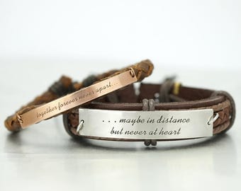 Long Distance Relationship Bracelets, Maybe in Distance, Together Forever, Best Friend, Matching Couple, Engraved Bracelet, His and Her, BFF