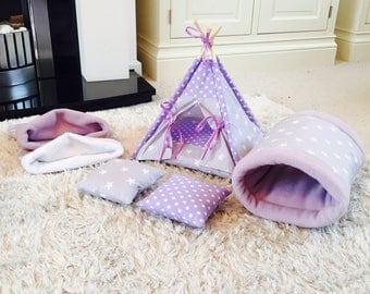Complete Cage Set For Small Pets, Guinea Pig Cage Set, Pygmy Hedgehog Vivarium Set, Hamster, Sugar Glider, Guinea Pig, Small Pet Teepee Set.
