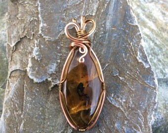 Amber Wire Wrapped Pendant
