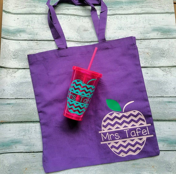 Personalized Teacher Gift / Tote Bag And Tumbler Combo/