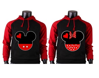 Mickey and Minnie Couple Hoodies Mickey Minnie Sweatshirts Couple Raglan Hoodies Pärchen pullover Couple Matching Hoodies Mickey Hoodies