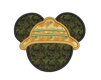 Safari Mickey Mouse Applique Design - Mickey mouse head applique - Disney embroidery design - Machine embroidery - Applique for boys